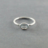 1ct Engagement Ring Oval Blue Aquamarine Bezel Set Solitaire 14k White Gold Over