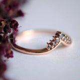 0.5ct Round Cut Simulated Black Diamond Curved Wedding Band 14K Rose Gold Plated