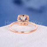 1.5ct Cushion Cut Simulated Morganite Halo Engagement Ring 14k Rose Gold Plated
