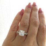 2Ct Cushion Cut Diamond Solitaire Eternity Engagement Ring 14K White Gold Finish