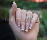 2.1ct Round Cut Moissanite Pave Accented Engagement Ring 14K White Gold Plated
