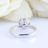 2.5ct Round Cut Diamond Engagement Ring Dual Row Accents Halo 14k WhiteGold Over