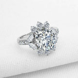 3.6ct Oval Cut VVS1D Diamond Engagement Ring Halo Art Deco 14k White Gold Finish