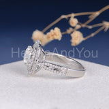 2.2ct Round Cut Moissanite Open Dual Halo Engagement Ring 14k White Gold Plated