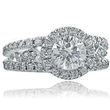 2.65ct Round Cut Diamond Engagement Ring Split Band Halo 14k White Gold Finish