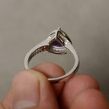 2.3ct Trillion Cut Purple Amethyst Dual Accent Halo Ring 14k White Gold Finish