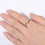 2.1ct Round Cut Green Peridot Solitaire with Accent Ring 14k White Gold Finish