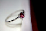 0.3ct Engagement Ring Oval Cut Pink Ruby Trilogy Minimalist 14k White Gold Over