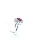 0.3ct Oval Cut Simulated Ruby Vintage-Inspired Halo Ring 14k White Gold Plated
