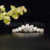0.2ct Round Cut Moissanite Curved Stacking Wedding Band 14K White Gold Plated