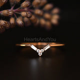 0.15ct Round Cut Moissanite Dainty Chevron Engagement Ring 14K YellowGold Plated