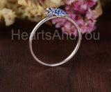 0.2ct Round Cut Simulated Blue Sapphire Sea Turtle Ring 14k White Gold Plated