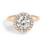 2.3ct Round Cut Moissanite Solitaire Halo Engagement Ring 14K Yellow Gold Plated