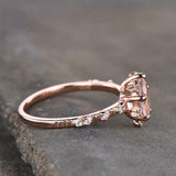 2ct Engagement Ring Oval Cut Peach Morganite Turtle Art Deco 14k Rose Gold Over