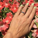 2.3ct Wedding Band Round Cut London Blue Topaz Stackable 14k Yellow Gold Finish