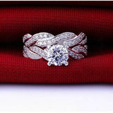 4Ct Round Cut Diamond Elegant Bridal Set Engagement Ring 14K White Gold Finish