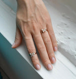 Butterfly Minimalist Engagement Ring 1ct Round Cut Diamond 14k Rose Gold Finish