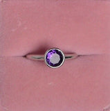 2ct Round Cut Purple Amethyst Engagement Ring 14k White Gold Finish Bezel Set
