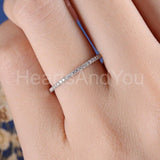 0.3ct Round Cut Moissanite Minimalist Women Wedding Band 14k White Gold Plated