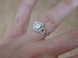 1.5Ct Round Cut Diamond Floral Leaf Design Engagement Ring 14K Dual Gold Finish