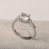 1.54ct Cushion Cut Peach Morganite Engagement Ring Trilogy 14k White Gold Finish
