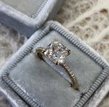 1.5ct Cushion Cut Diamond Accents Solitaire Engagement Ring 14k Yellow Gold Over