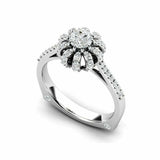 2ct Round Cut VVS1 Diamond Engagement Ring Flower Cocktail 14k White Gold Finish