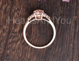 1ct Oval Cut Simulated Peach Morganite Floral Engagemet Ring 14k RoseGold Plated