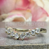 0.5ct Round Cut Moissanite Curved Stackable Wedding Band 14k White Gold Plated