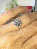 2.2ct Round Cut Diamond Crown Solitaire Engagement Ring 14k White Gold Finish