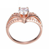 2.5ct Round Cut Diamond Engagement Ring 14k White Gold Over V Shape Split Shank