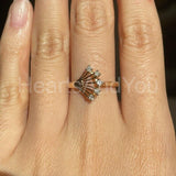 0.1ct Round Cut Moissanite Floral Design Engagement Ring 14k Yellow Gold Plated