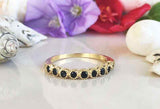 1.9ct Wedding Band Round Cut Black Diamond Stackable Design 14k Yellow Gold Over