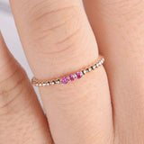 0.3ct Round Cut Pink Sapphire Engagement Ring Trilogy Beaded 14k Rose Gold Over