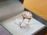 2.5ct Cushion Cut Peach Morganite Solitaire Engagement Ring 14k Rose Gold Finish