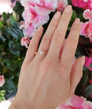 1Ct Round Cut Diamond Ball Shape Shank Halo Engagement Ring 14K Rose Gold Finish