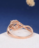 2ct Round Cut Morganite Engagement Ring Split Shank Infinity 14k Rose Gold Over