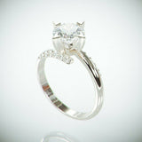 1.5Ct Round Brilliant Diamond Bypass Shape Engagement Ring 14K White Gold Finish