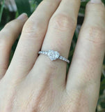 1.3ct Round Diamond Engagement Ring Solitaire with Accents 18k White Gold Finish
