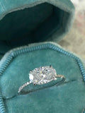 3ct Oval Cut VVS1 Diamond Accent Solitaire Engagement Ring 14k White Gold Finish