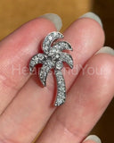 1ct Round Cut Moissanite Palm Tree Pendant 14k White Gold Plated NO CHAIN