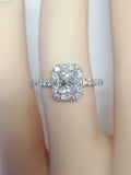 2Ct Radiant Cut Diamond Halo Engagement Ring 14K White Gold Finish Round Accents