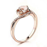 1.6ct Round Cut Peach Morganite Swirl Twist Solitaire Ring 14k Rose Gold Finish
