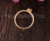 0.4ct Emerald Green Simulated Minimalist Engagement Ring 14k Yellow Gold Plated