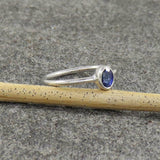 0.5ct Oval Cut Blue Sapphire Bezel Set Solitaire Women Ring 14k WhiteGold Finish