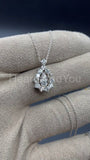 1ct Round Cut Moissanite Open Halo Pendant with Chain 14k White Gold Plated