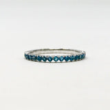 0.2ct Round Simulated London Blue Topaz Anniversary Band 14k White Gold Plated