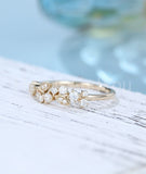 0.55ct Round Cut Moissanite Cluster Women Wedding Band 14k Yellow Gold Plated