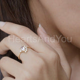 1ct Oval Cut Simulated Morganite Unique Engagement Ring 14k Yellow Gold Plated