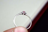 0.3ct Engagement Ring Oval Cut Pink Ruby Trilogy Minimalist 14k WhiteGold Finish